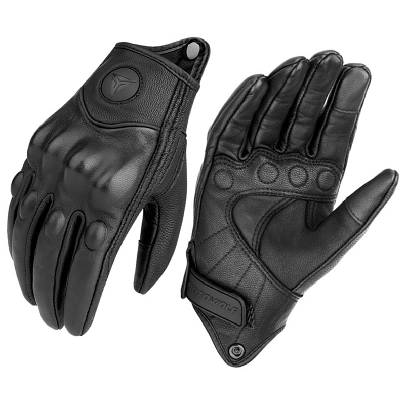 Leather Work Winter Gloves - ถุงมือรถจักรยานยนต์ผู้ชายผู้หญิง Moto หนังคาร์บอนขี่จักรยานถุงมือฤดูหนาวมอเตอร์ไซด์ Motorcross ATV มอเตอร์ถุงมือ