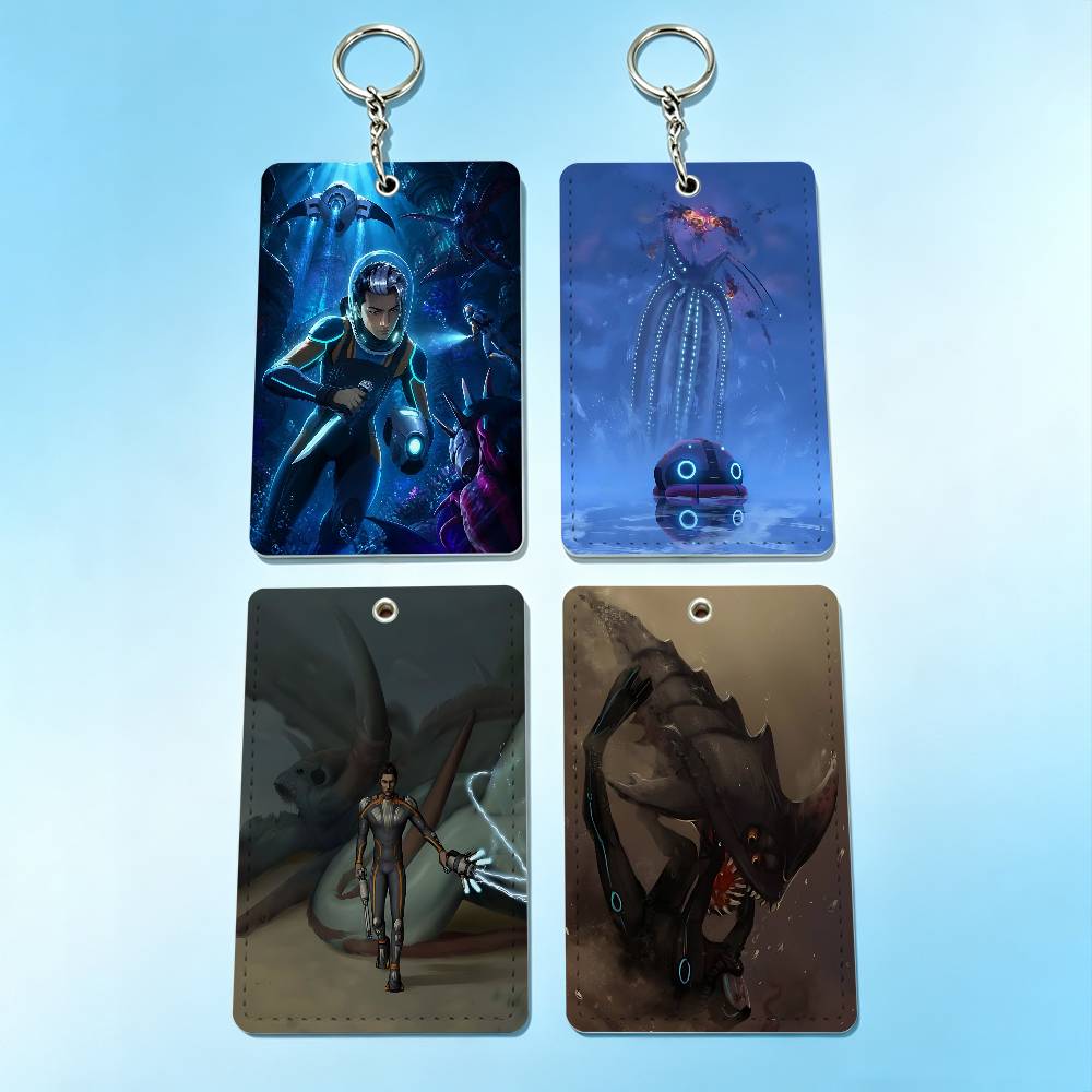 Leather Work - Hot Game S-Subnautica 2 ที่ใส่บัตรพร้อมพวงกุญแจ สำหรับใส่บัตรธนาคาร
