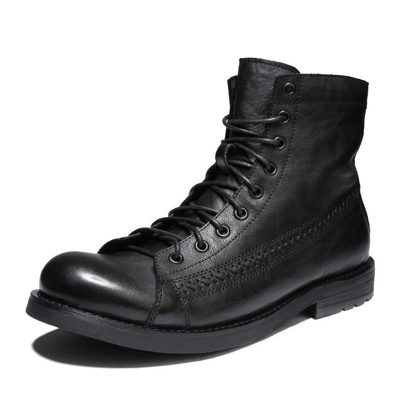 Leatherworking Classic - รองเท้าบูทข้อเท้าผู้ชายปี 2026 แบบคลาสสิก ทำมือจากหนัง แฟชั่นรองเท้าบูทมอเตอร์ไซค์ แบบผูกเชือก