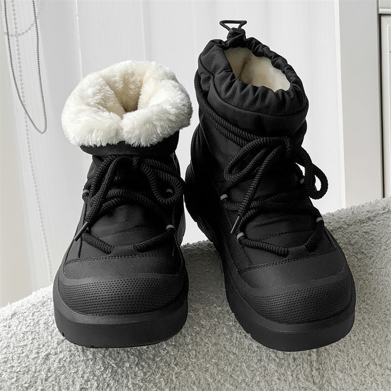 Leather Work Boots - รองเท้าบูทหิมะผู้ชายแบบใหม่ ดีไซน์เนอร์ รองเท้าบูทหุ้มข้อสูงสำหรับฤดูหนาว รองเท้าลำลองกันน้ำกันลื่นสำหรับกิจกรรมกลางแจ้ง รองเท้าบูททำงานบุขนอุ่น