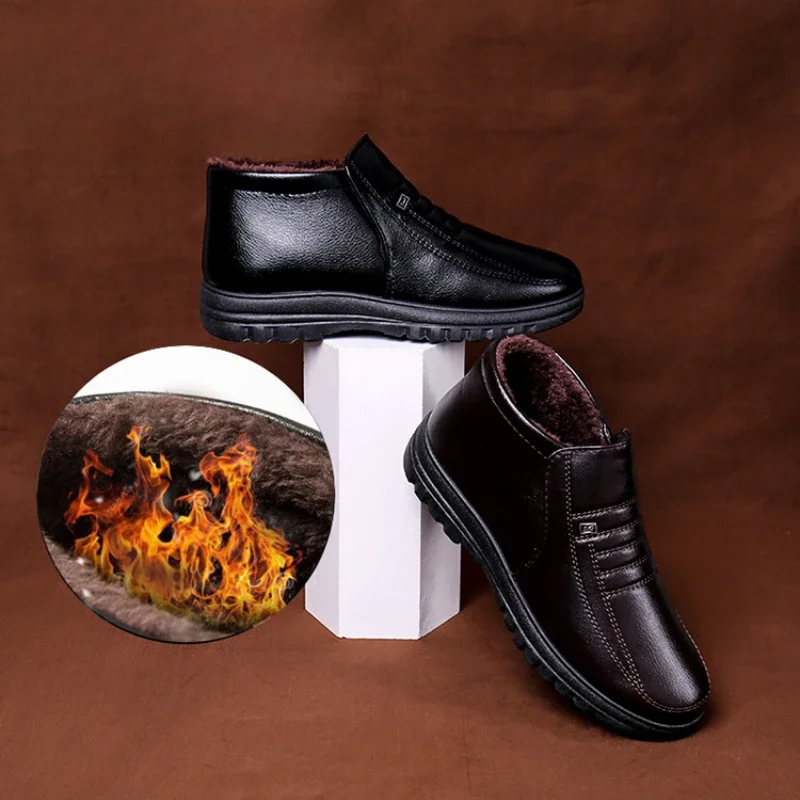 PLUS ขนาดชายรองเท้าฤดูหนาวรองเ - Leather Work Boots บทวิจารณ์และราคา