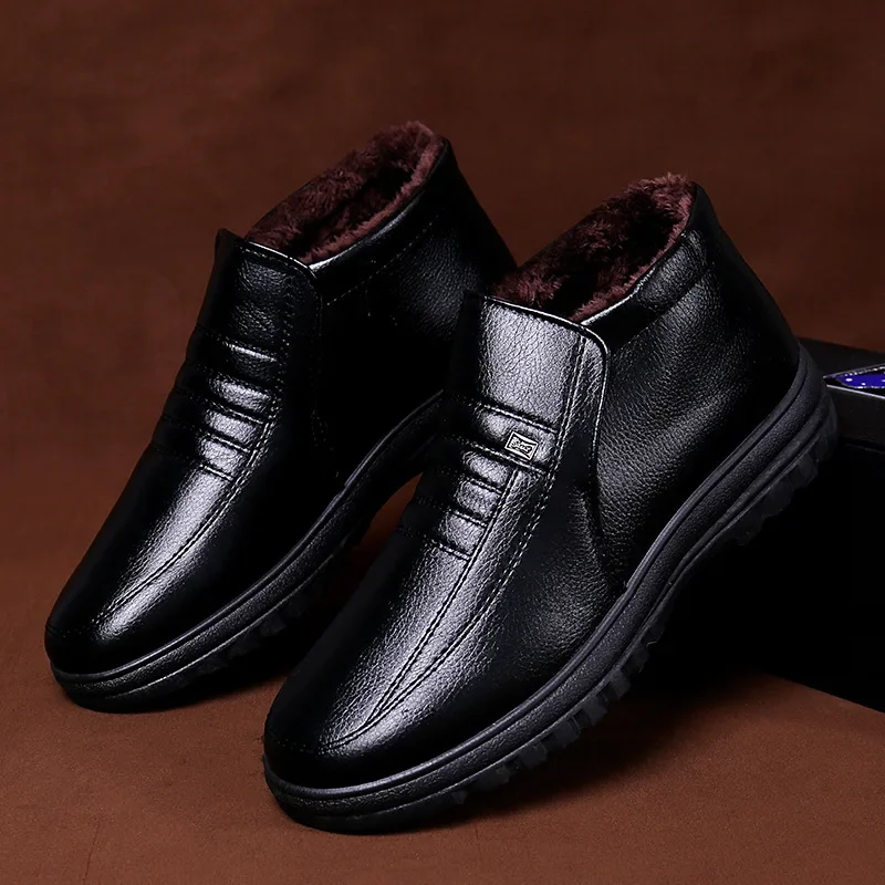 PLUS ขนาดชายรองเท้าฤดูหนาวรองเ - Leather Work Boots บทวิจารณ์และราคา