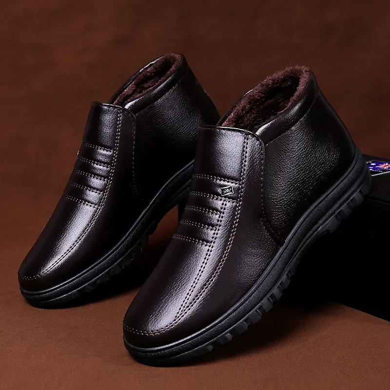 PLUS ขนาดชายรองเท้าฤดูหนาวรองเ - Leather Work Boots บทวิจารณ์และราคา