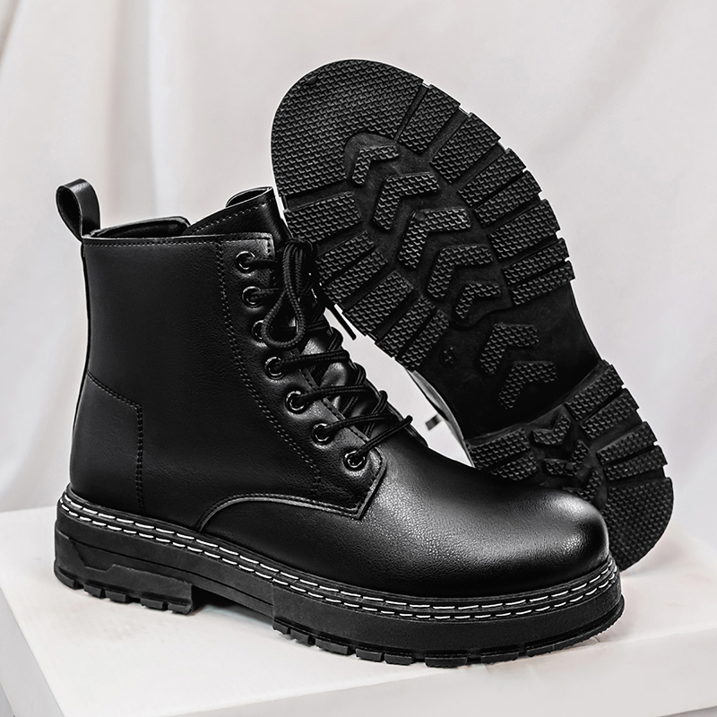 รองเท้าบูทหนังแก้วสีดำสำหรับผู - Leather Work Boots บทวิจารณ์และราคา