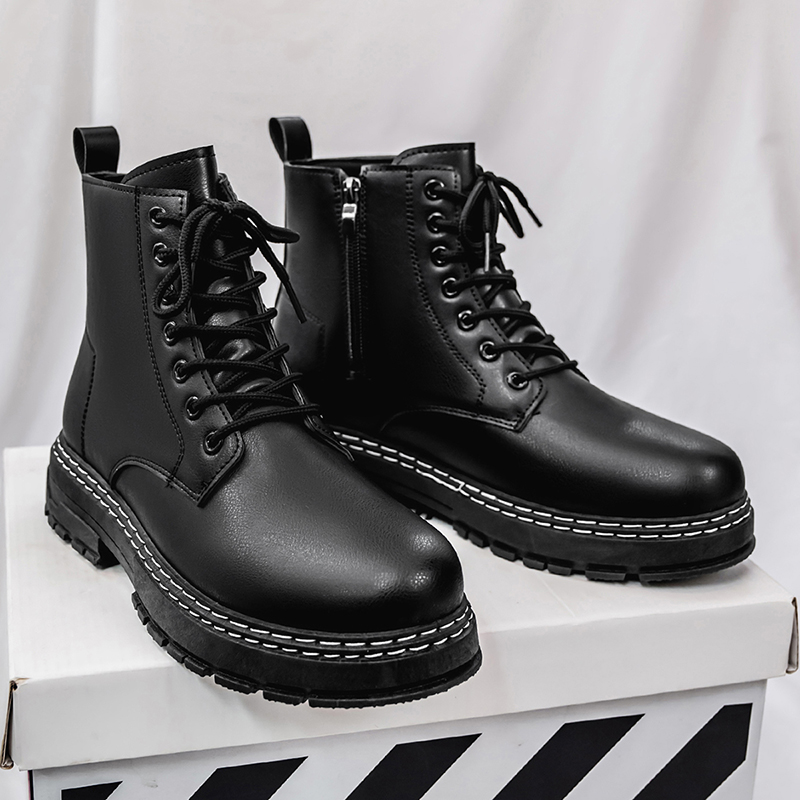 รองเท้าบูทหนังแก้วสีดำสำหรับผู - Leather Work Boots บทวิจารณ์และราคา