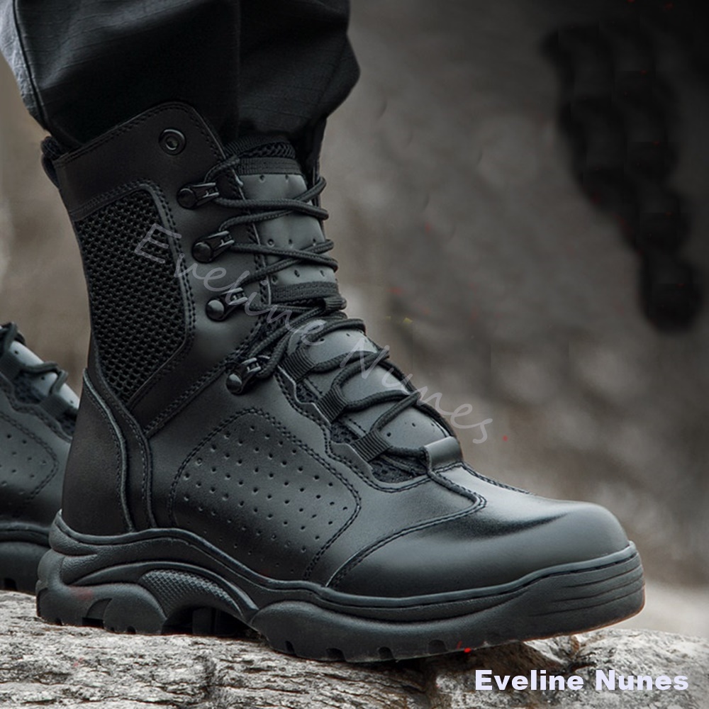 รองเท้าบู๊ทตาข่ายแบบกลาง-สูงสำ - Leather Work Boots บทวิจารณ์และราคา