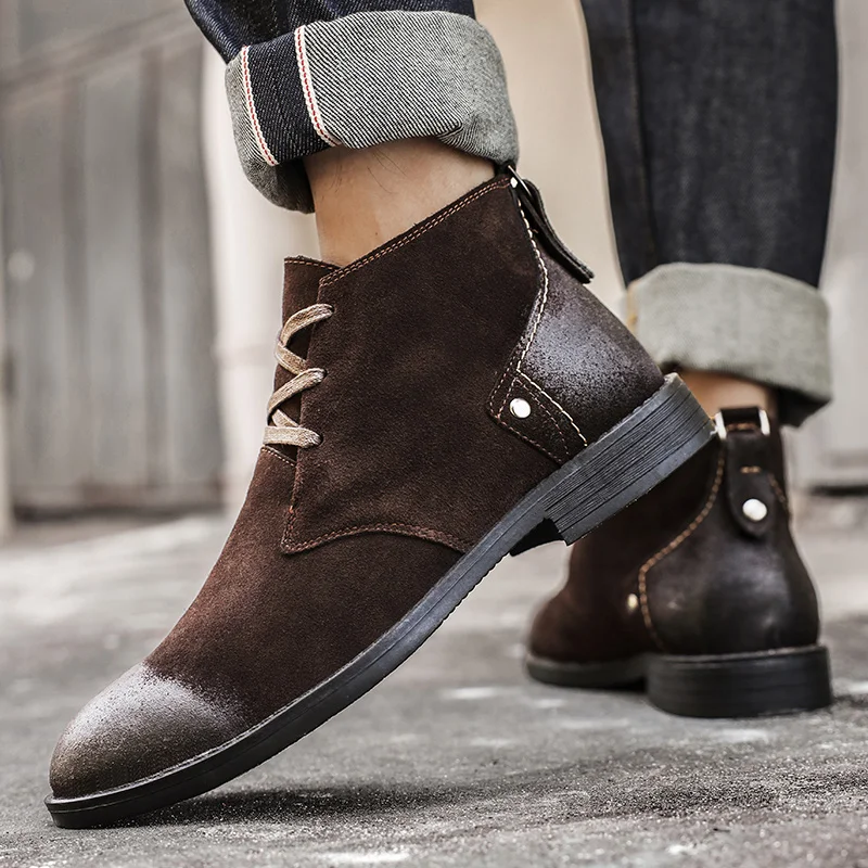 รองเท้าบูทข้อเท้าหนังวัวแท้แบบ - Leather Work Boots บทวิจารณ์และราคา