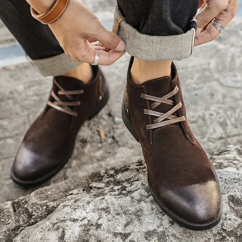 รองเท้าบูทข้อเท้าหนังวัวแท้แบบ - Leather Work Boots บทวิจารณ์และราคา