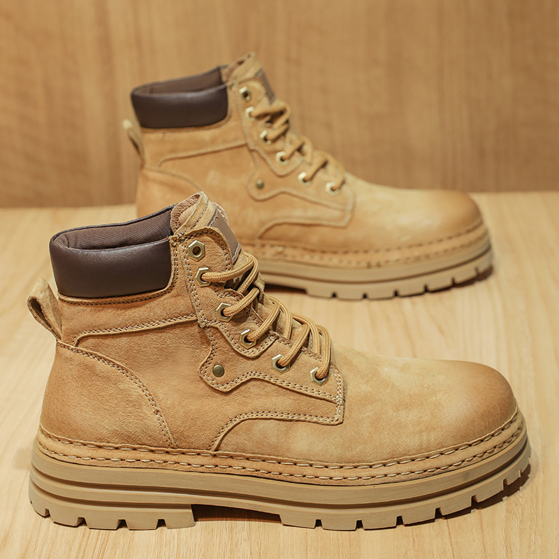 รองเท้าบูทแฟชั่นผู้ชายสำหรับฤด - Leather Work Boots บทวิจารณ์และราคา