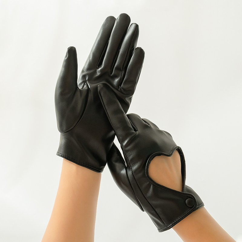 ผู้หญิง Hollow Peach หัวใจ PU  - Leather Work Winter Gloves บทวิจารณ์และราคา